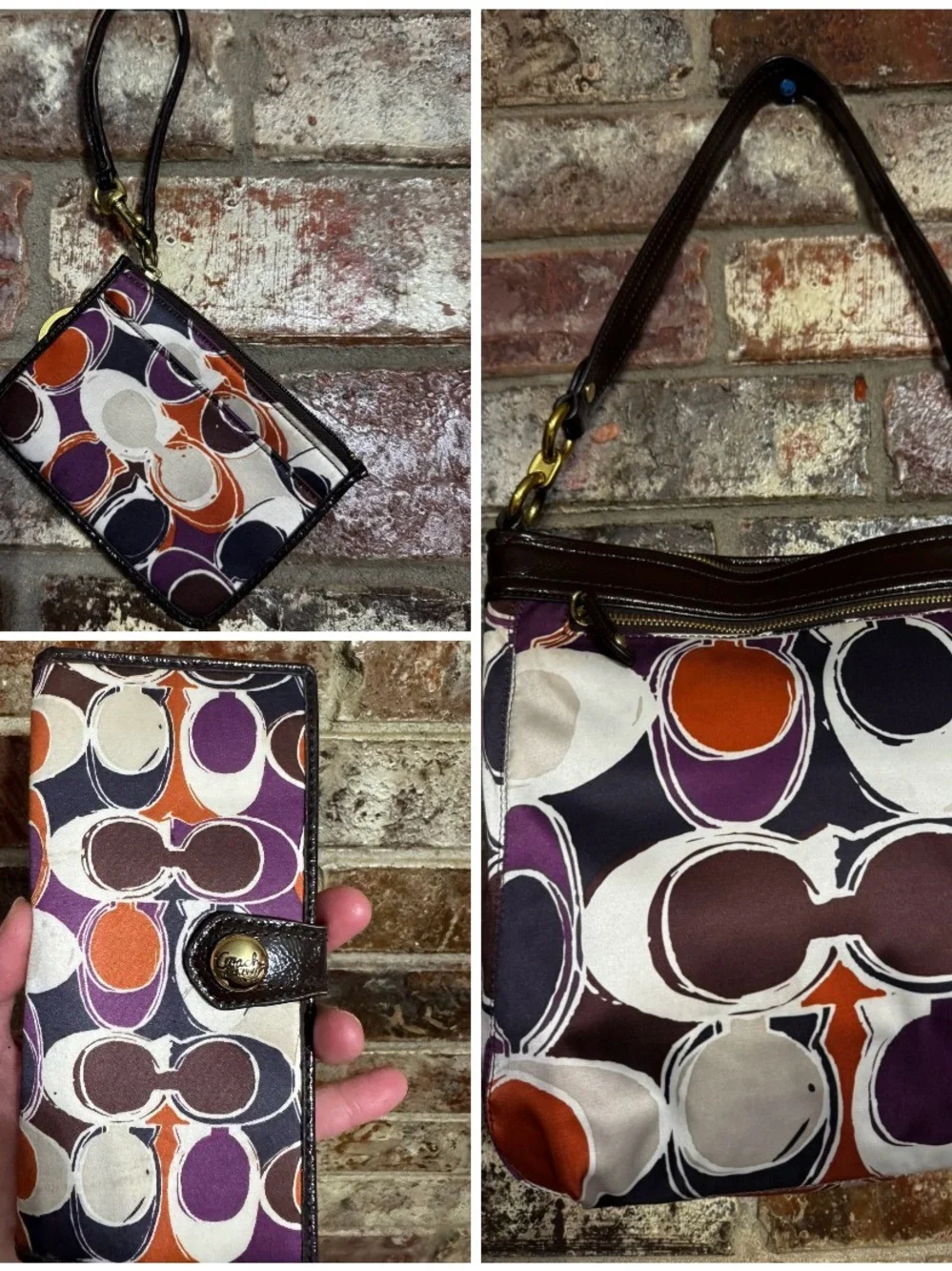 Authentic Y2K Ashely Scarf print coach set. Handbag, wallet and card case.